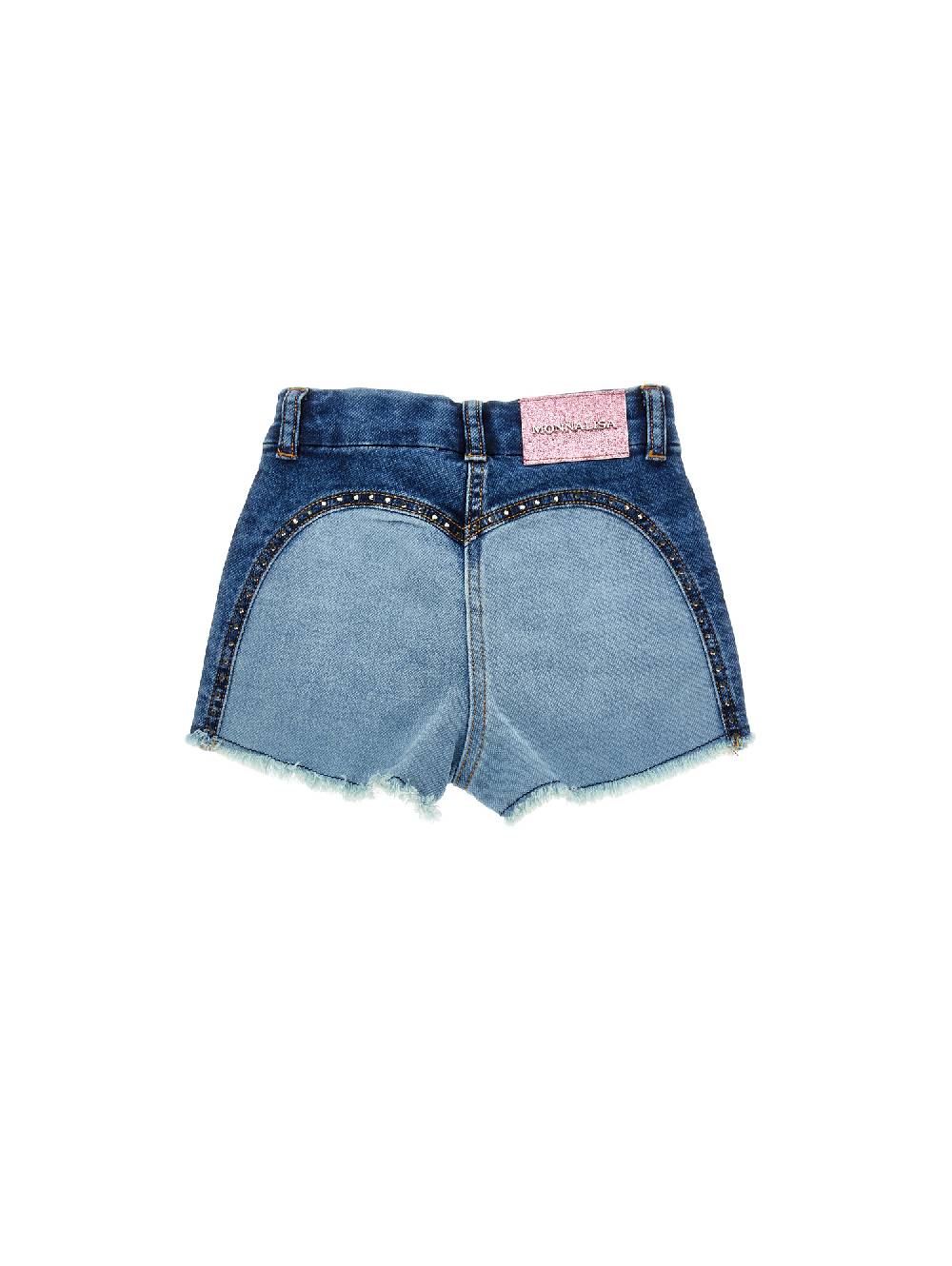 Monnalisa Shorts denim felpa ricamati Saldi Di Fabbrica