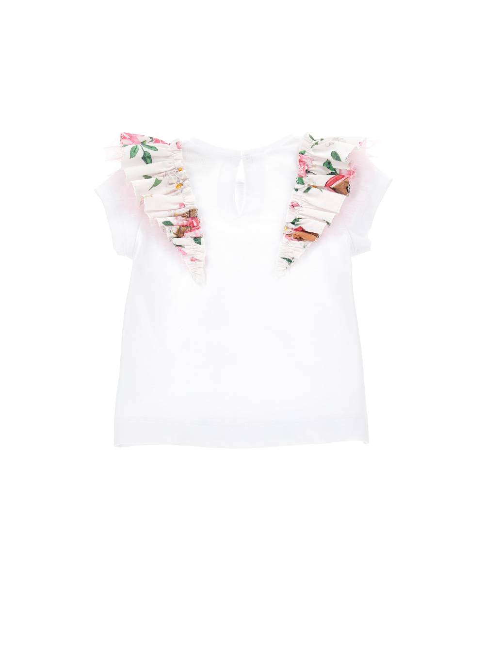 Monnalisa T-shirt cotone organico rouches Nuovo