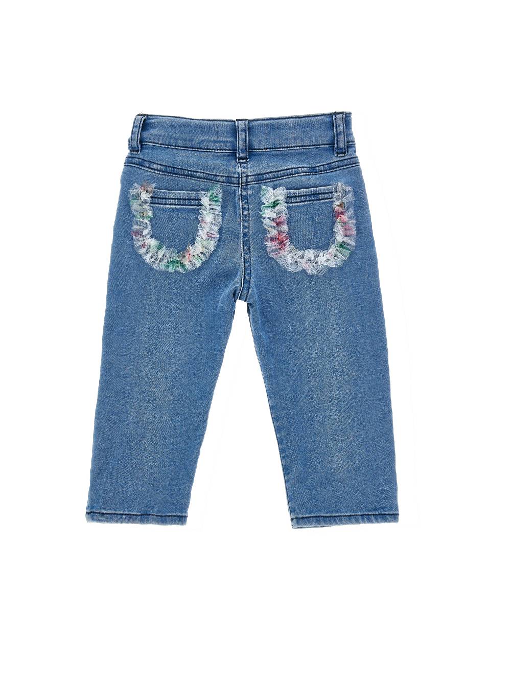 Monnalisa Pantaloni denim ricamato con galette Shopping Online
