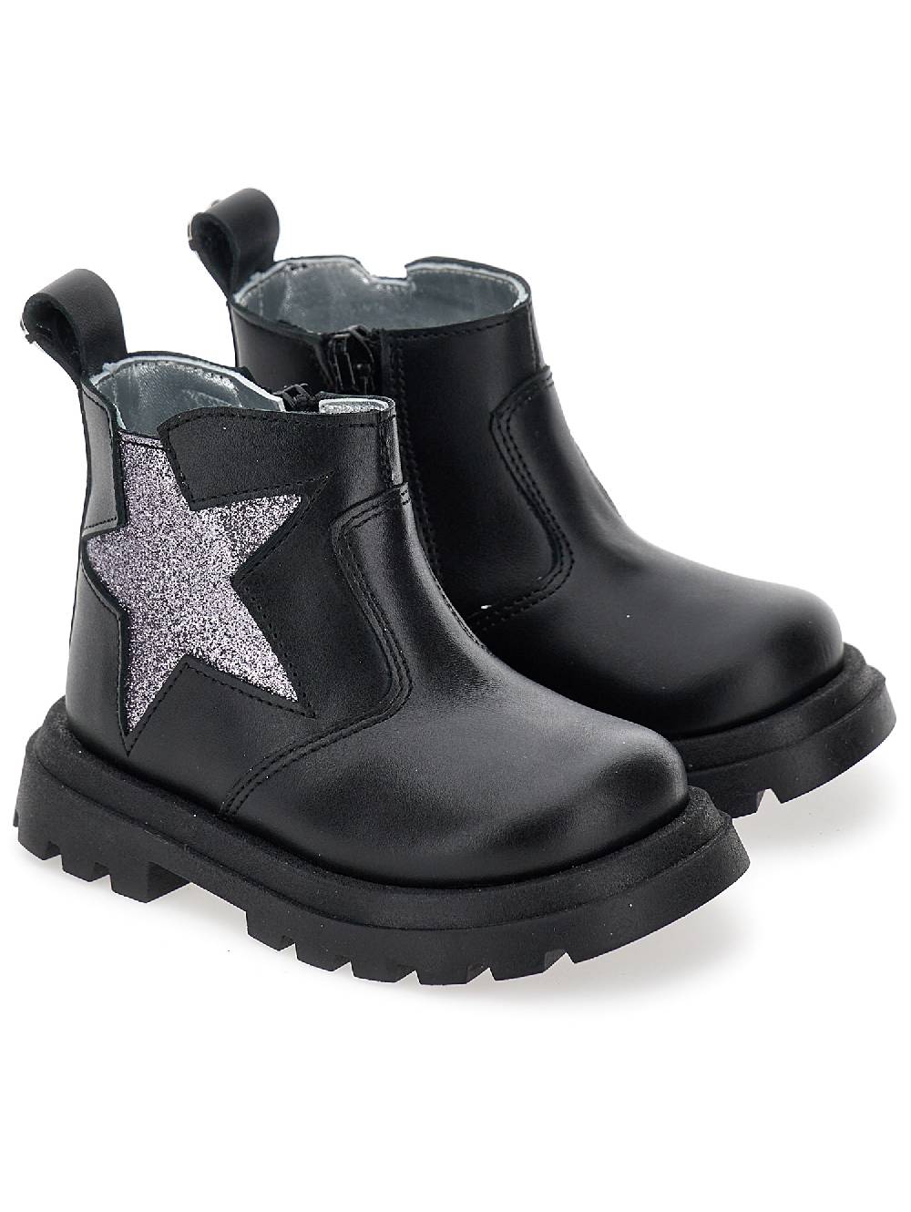 Monnalisa Scarponcini pelle con stella glitter In Vendita
