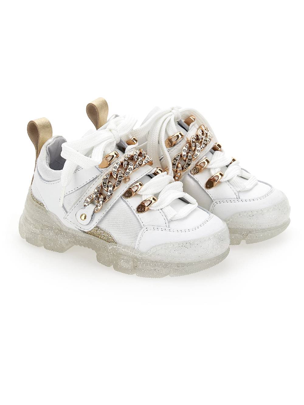 Monnalisa Chunky raso pelle con catena strass Shopping Online