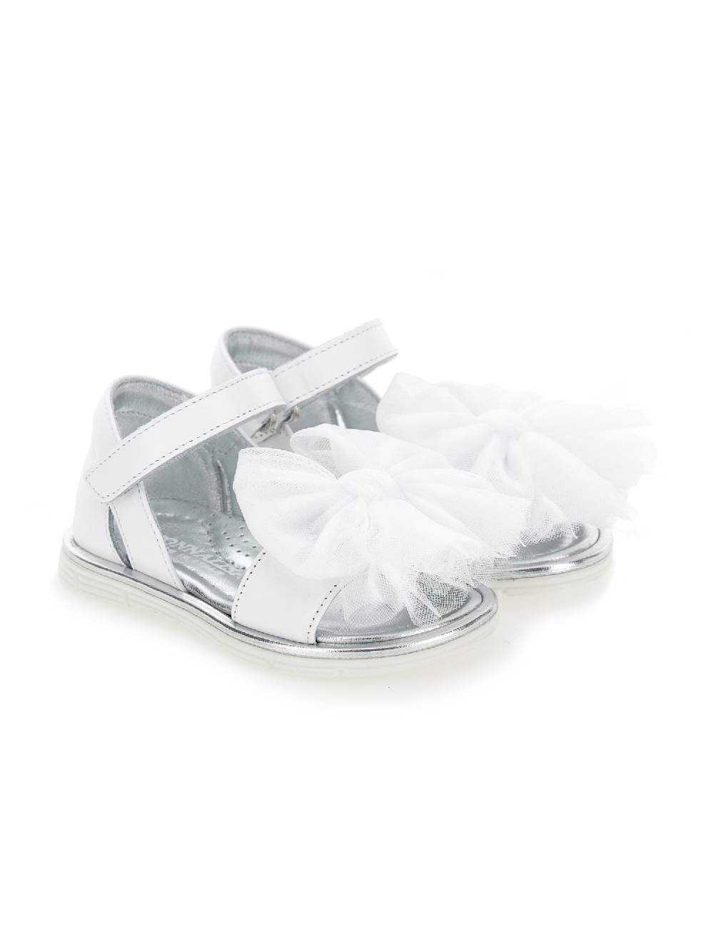 Monnalisa Sandali pelle con fiocchi tulle Outlet