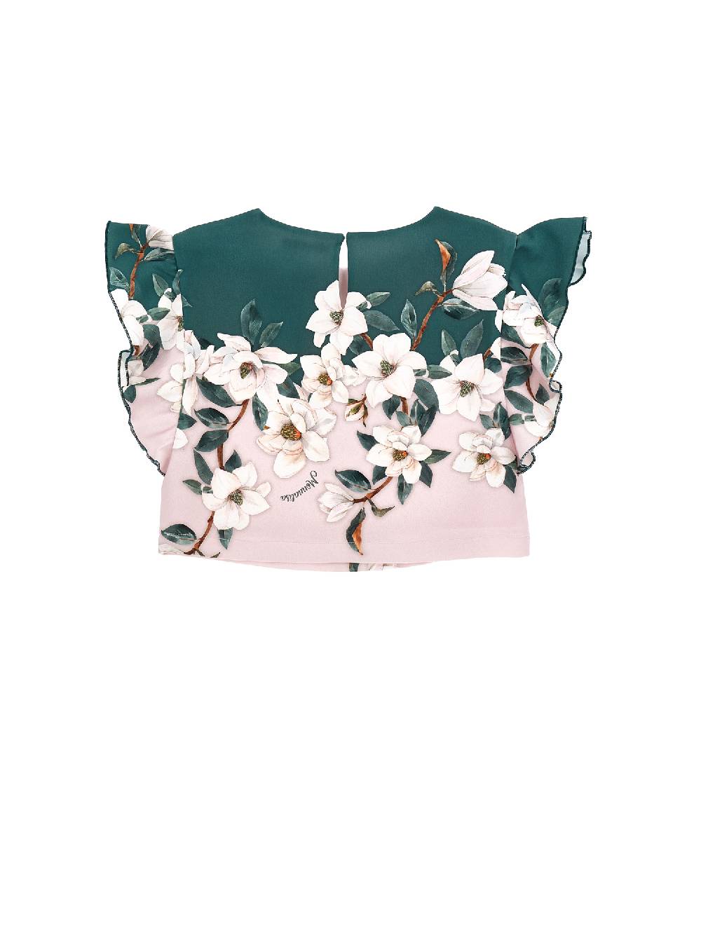 Monnalisa Top cropped stampa magnolie Promozione Limitata