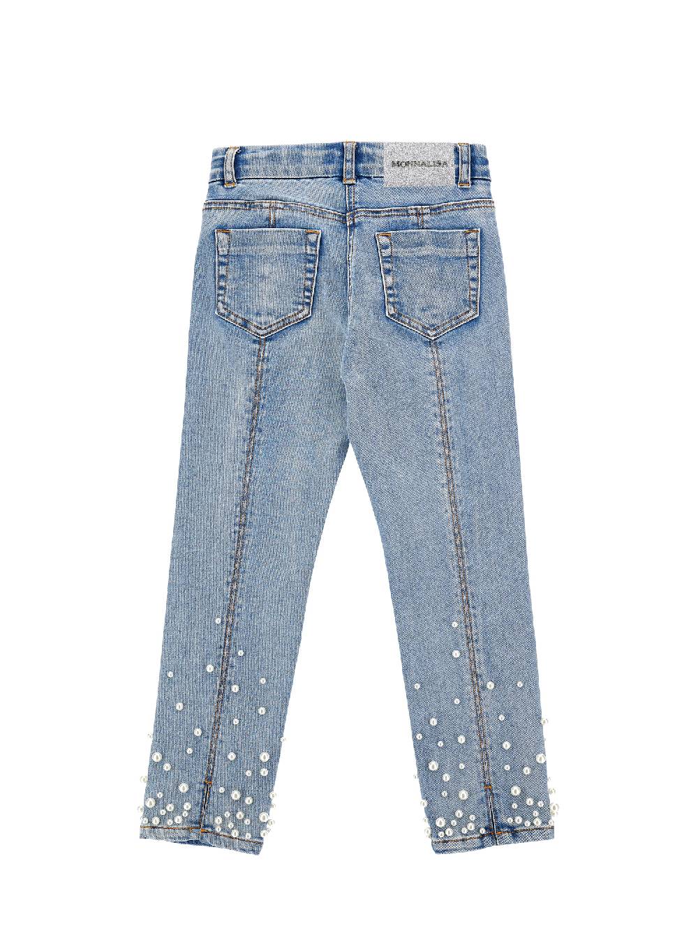 Monnalisa Jeans con perle degradè In Vendita