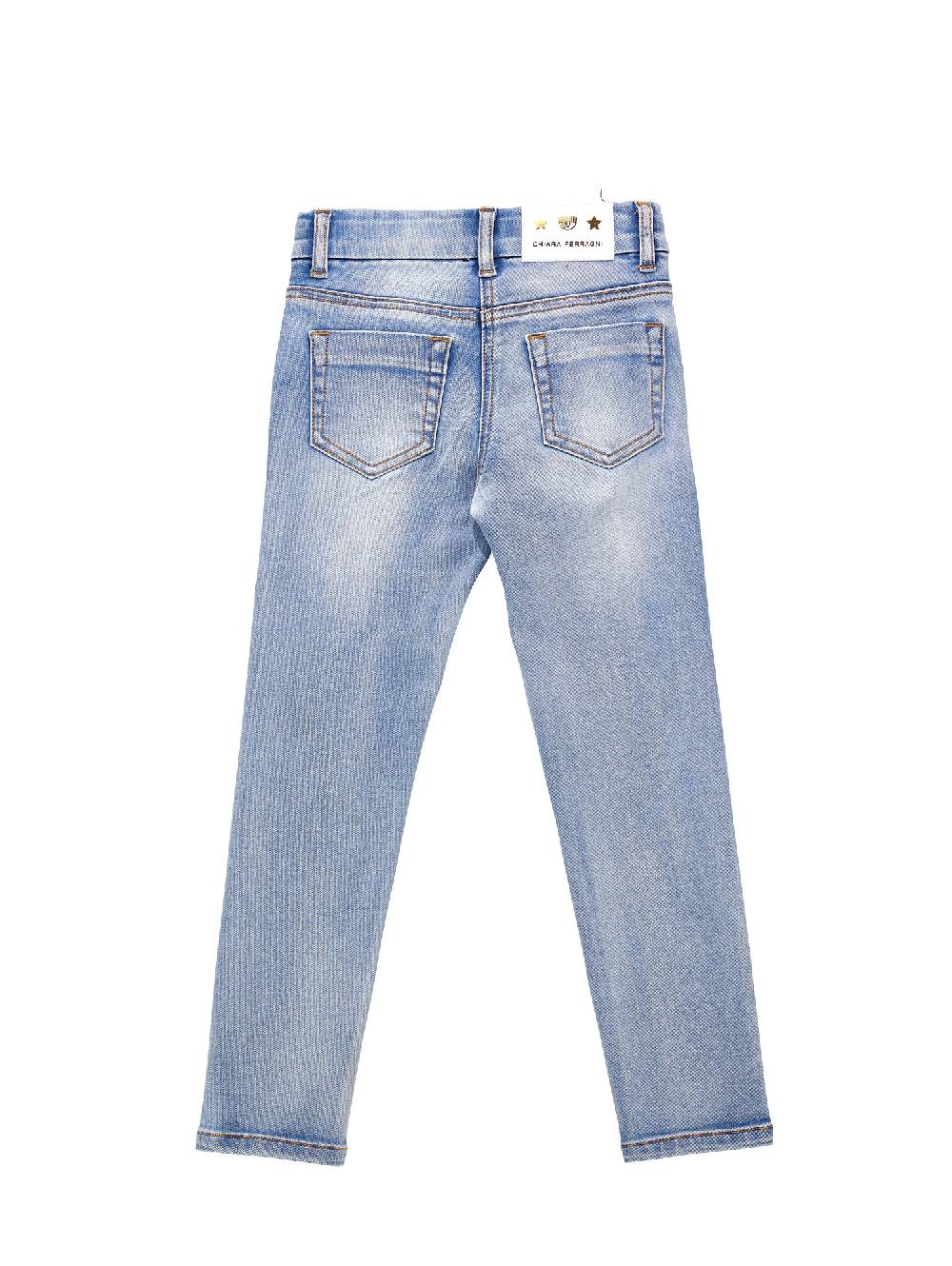 Monnalisa Jeans denim ricamo Logomania all over Qualità Garantita