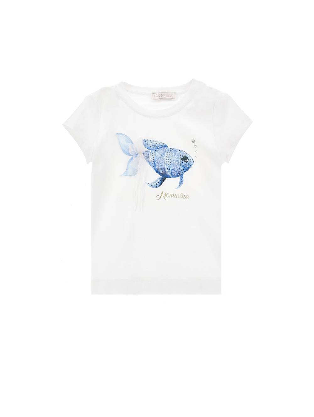 Monnalisa T-shirt pesciolino tulle e strass