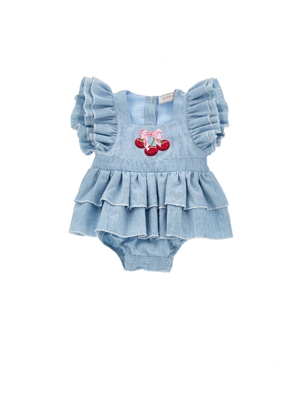 Monnalisa Pagliaccetto chambray con galette