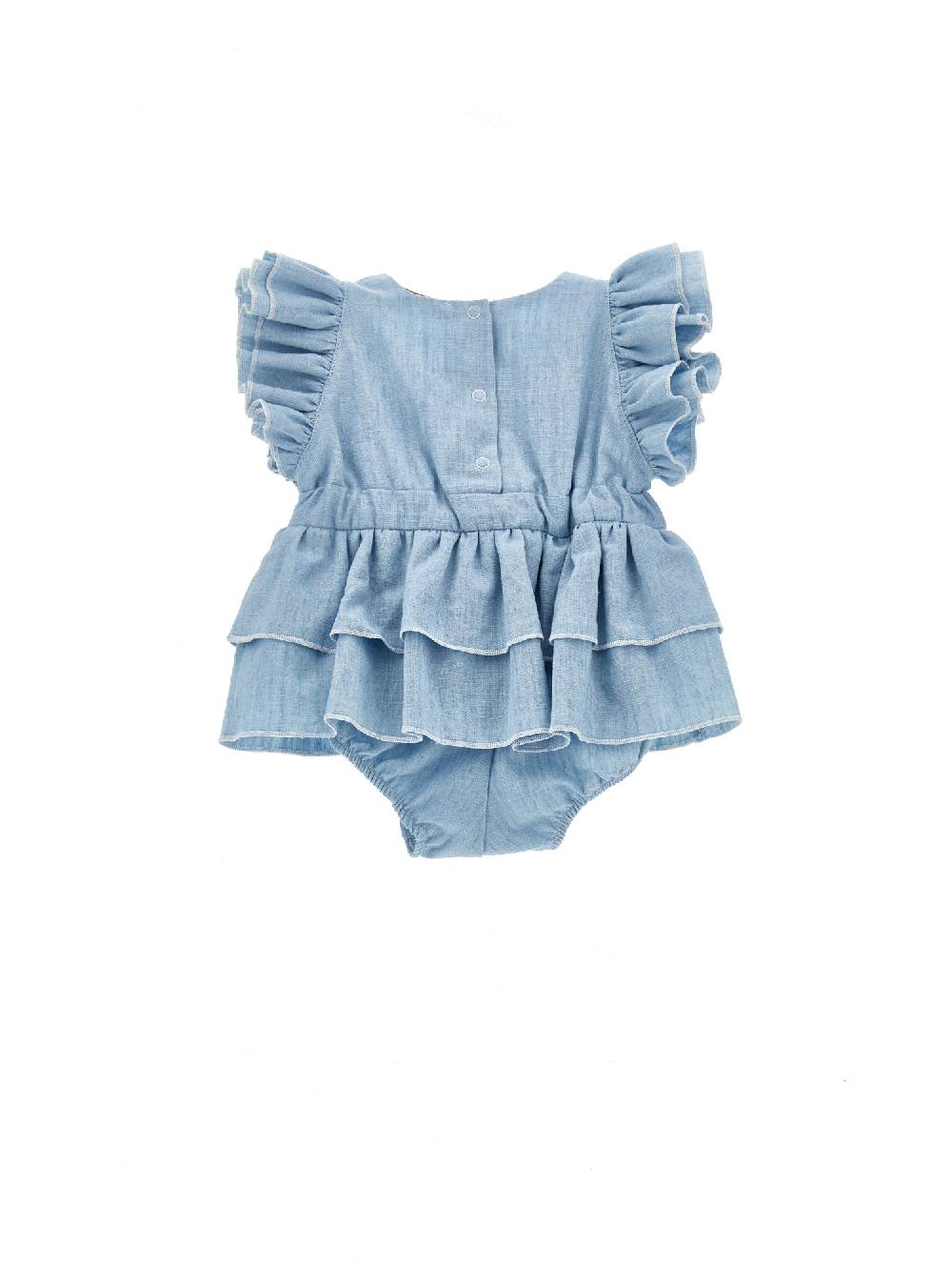 Monnalisa Pagliaccetto chambray con galette Vendite stagionali