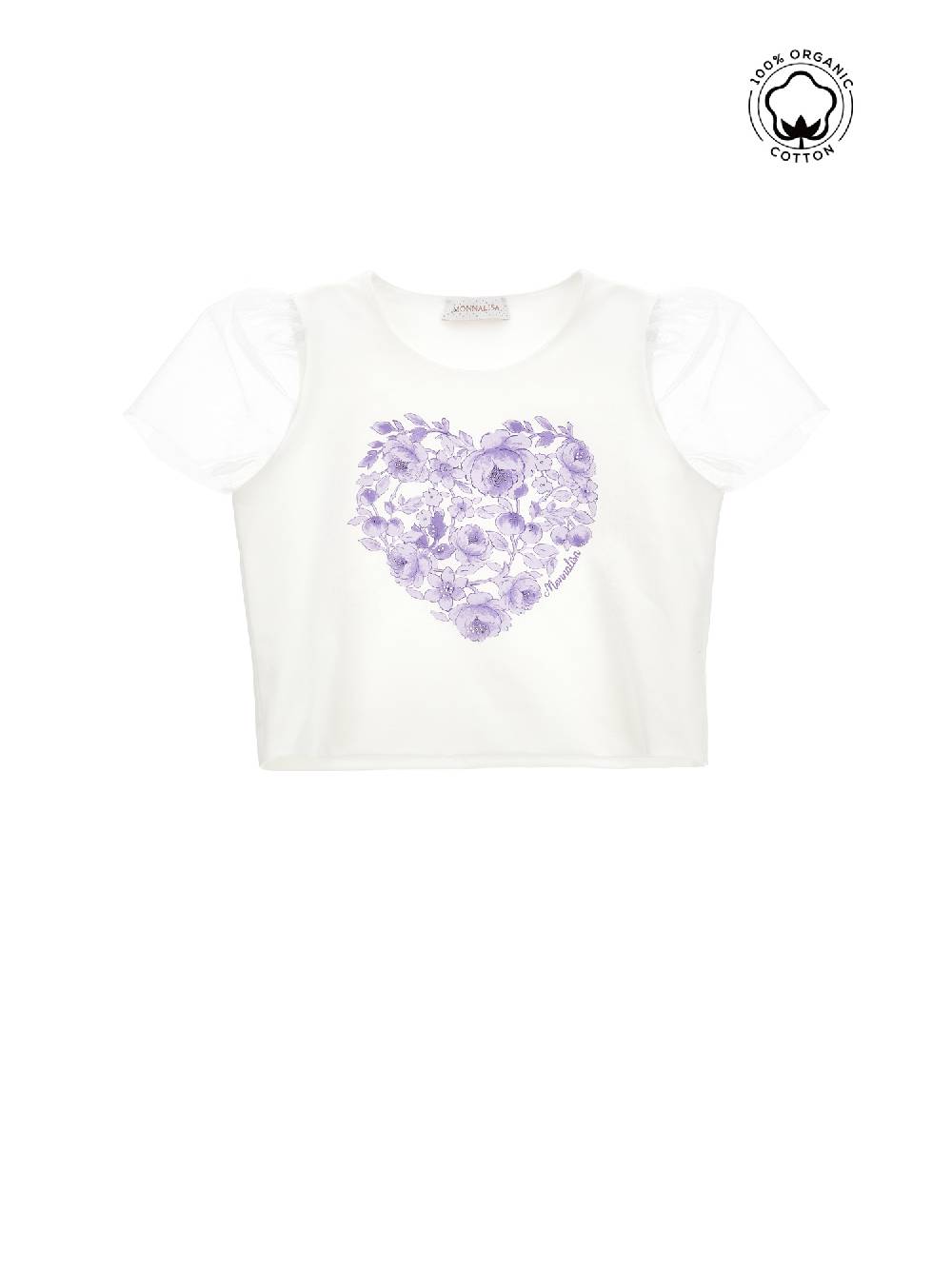 Monnalisa T-shirt cotone organico tulle Offerta per la Festa della Mamma