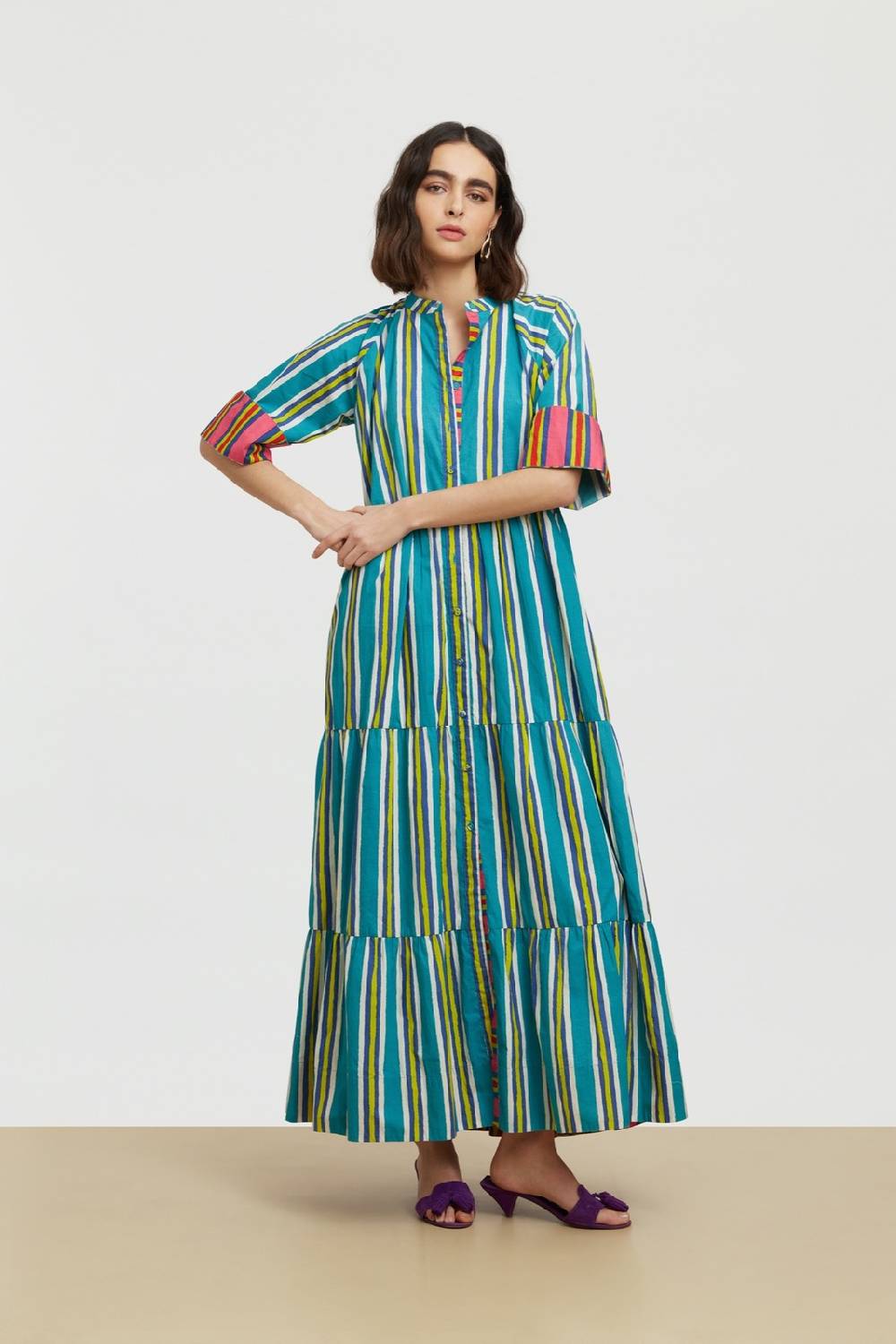 Lisa Corti abito rambagh crazy stripes peacock 2025