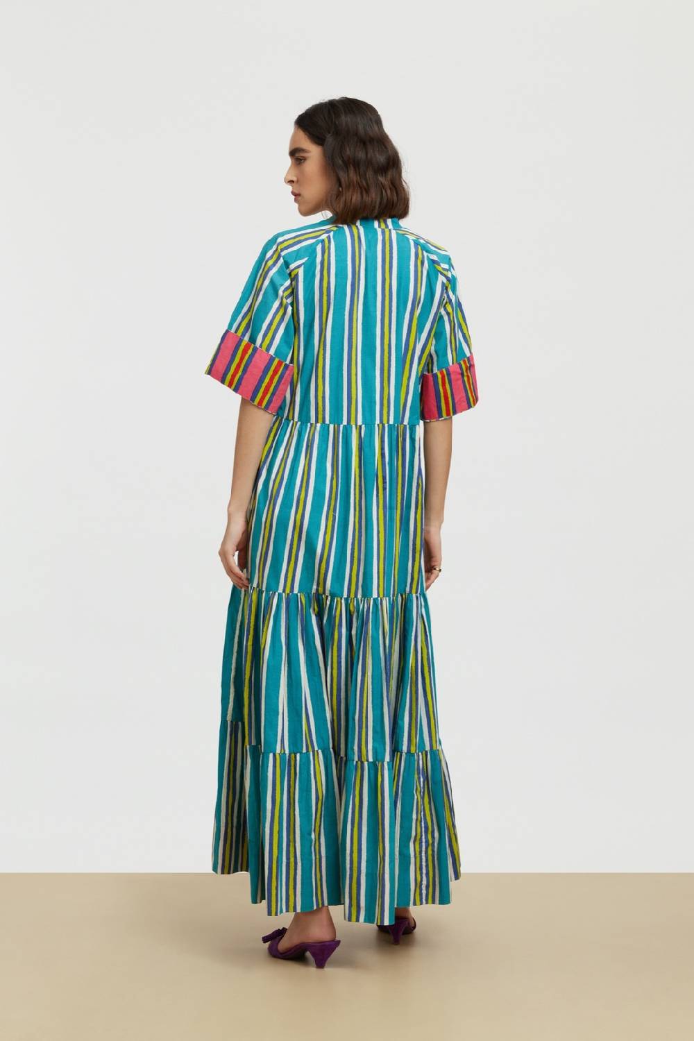 Lisa Corti abito rambagh crazy stripes peacock 2025