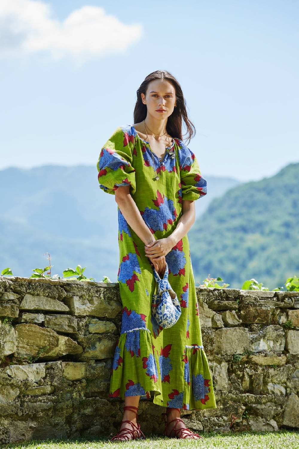 Lisa Corti abito mandili abhanery peony acid green Promozione