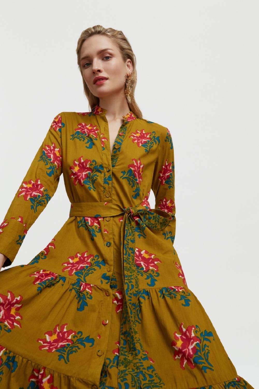 Lisa Corti abito tulsi tangeri rose olive green Pezzi Unici