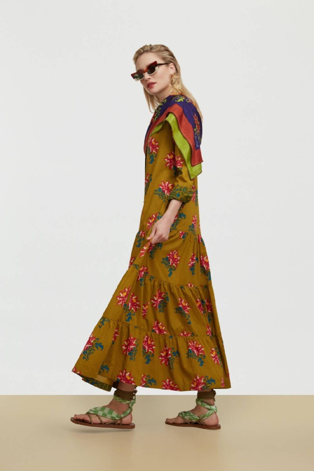 Lisa Corti abito tulsi tangeri rose olive green Pezzi Unici