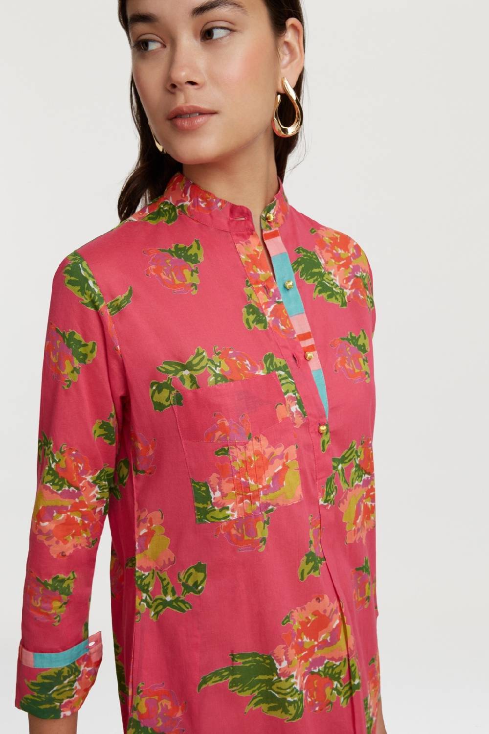 Lisa Corti kurta lunga azhar flower fuxia Fino Al -60%