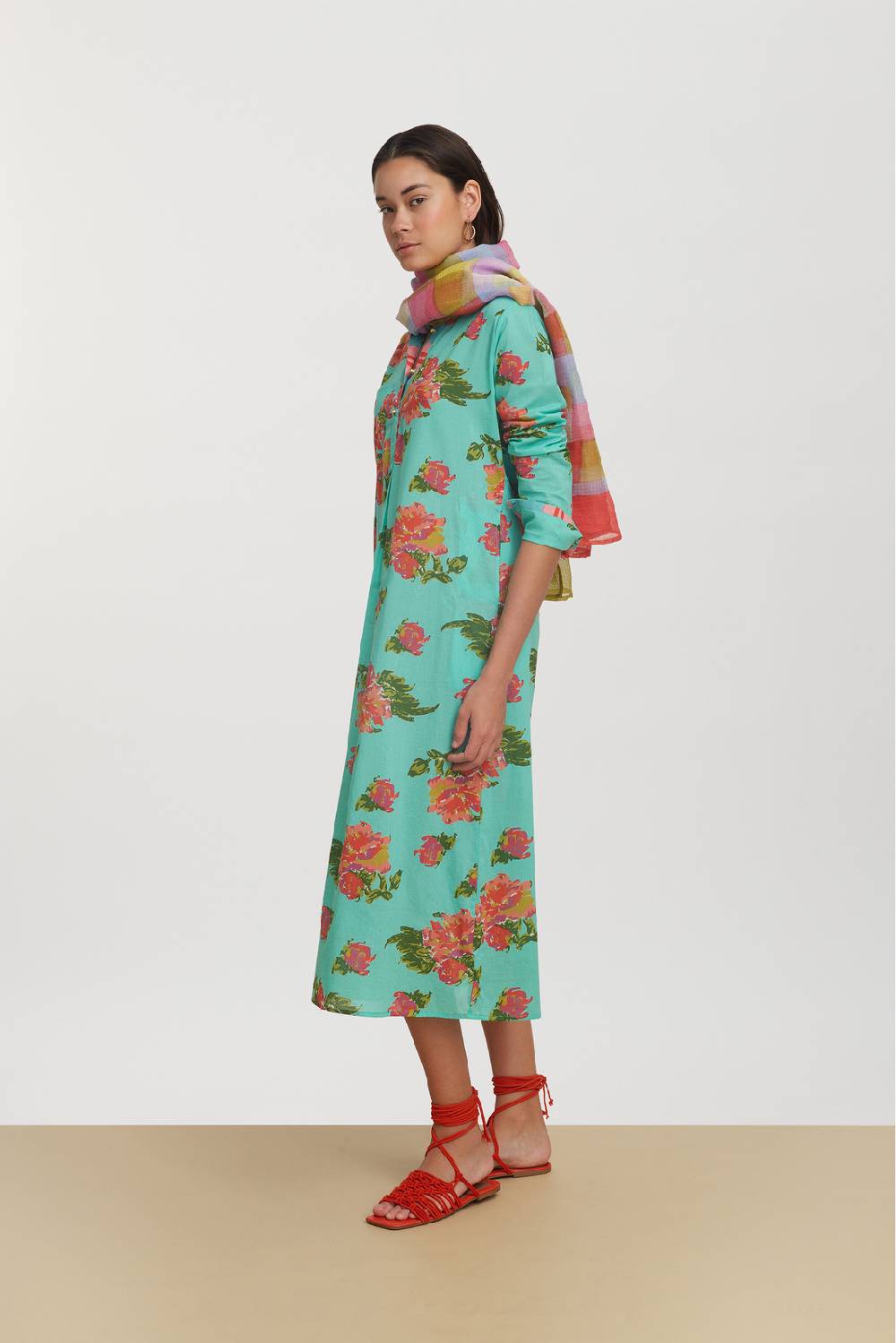 Lisa Corti kurta lunga azhar flower aqua Prezzo Ridotto