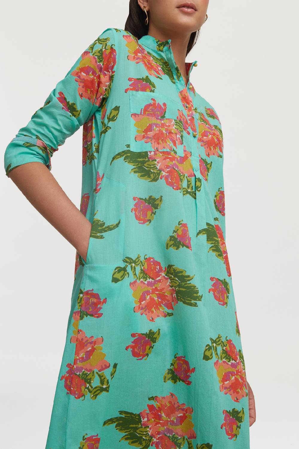Lisa Corti kurta lunga azhar flower aqua Prezzo Ridotto