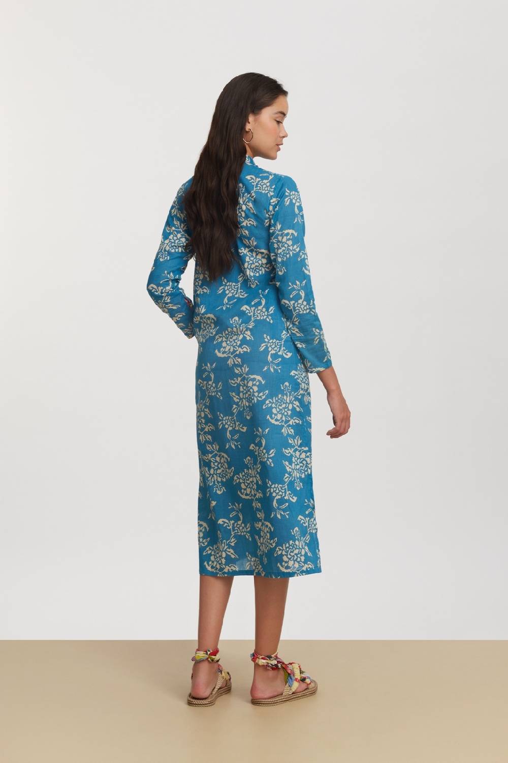 Lisa Corti kurta lunga aperta kandem design turquoise Sottocosto
