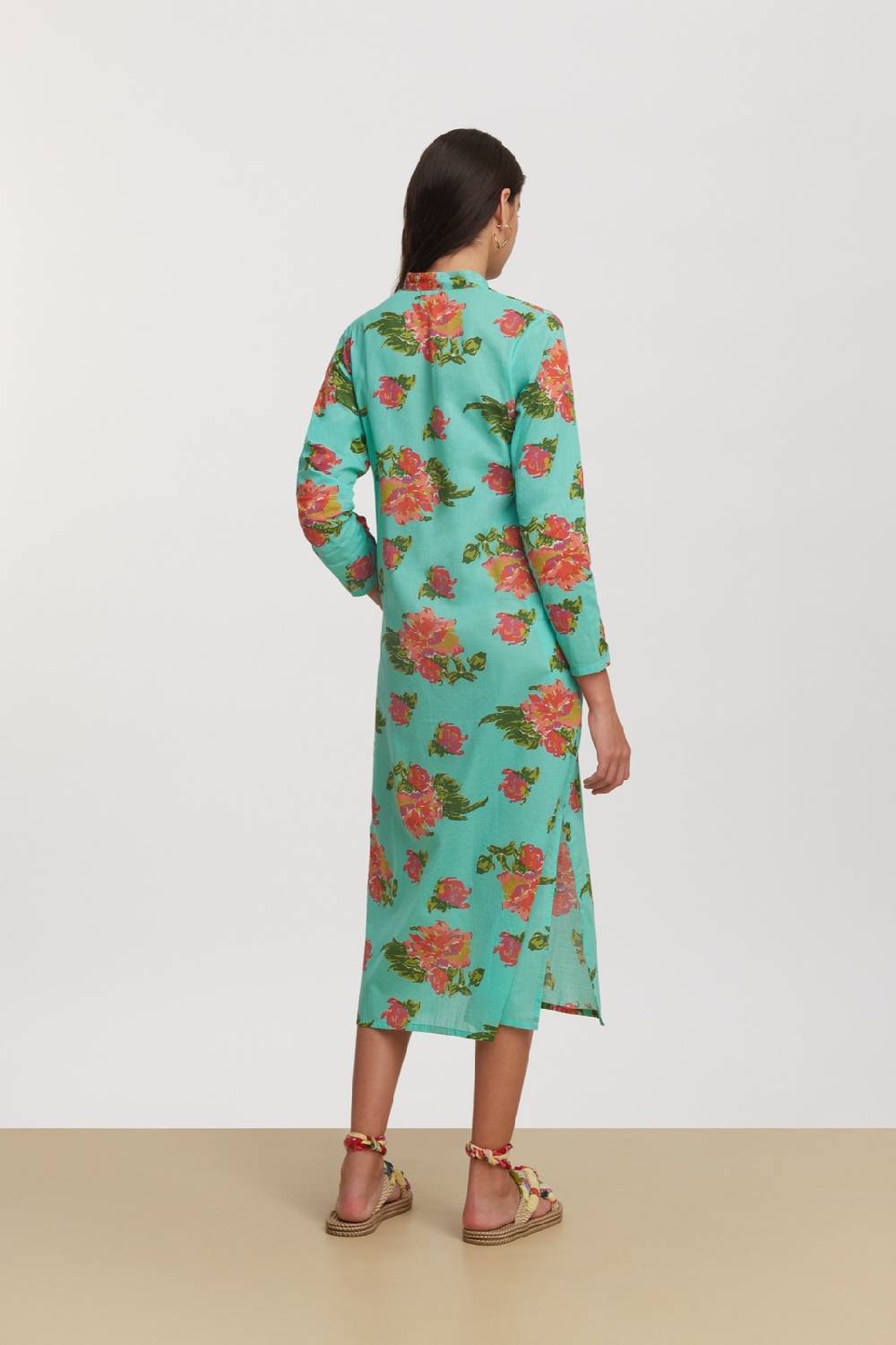 Lisa Corti kurta lunga aperta azhar flower aqua Novità