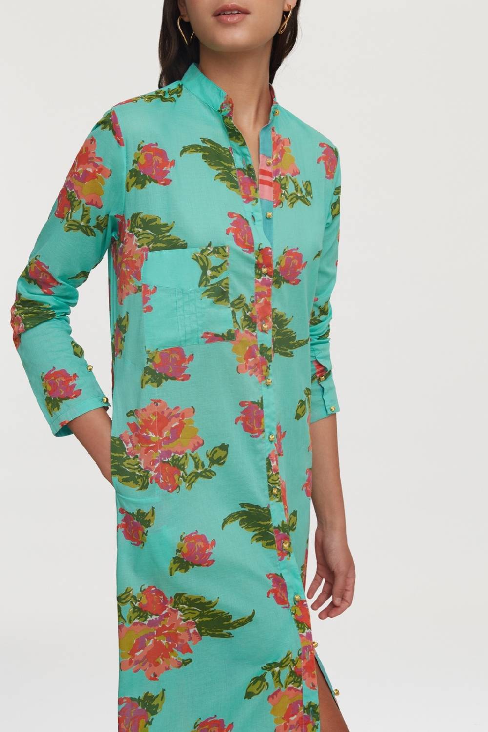 Lisa Corti kurta lunga aperta azhar flower aqua Novità