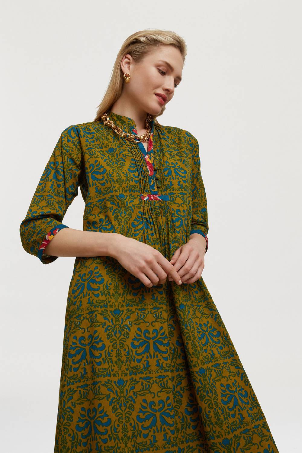 Lisa Corti caftano mirte tangeri damask olive green Offerta