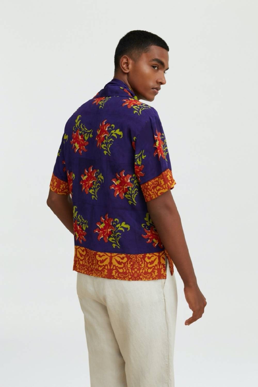 Lisa Corti camicia foulard tangeri flower purple Vendita Calda