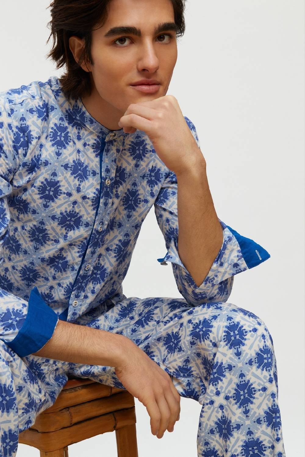 Lisa Corti camicia santorini morocco design blue Pezzi Unici