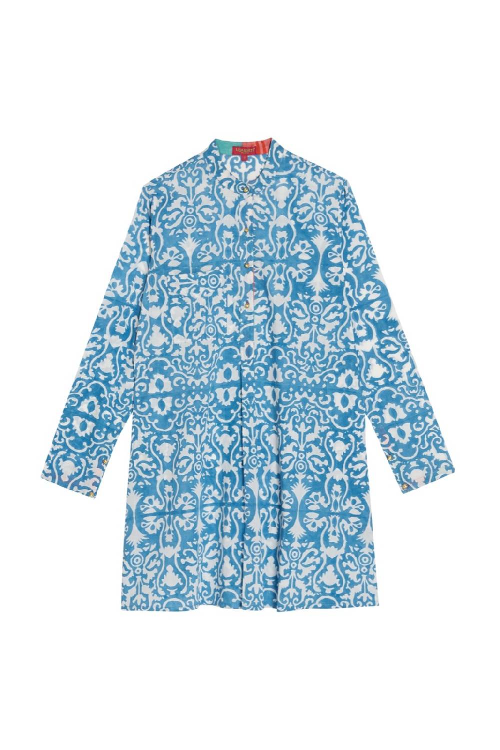 Lisa Corti kurta corta damask design white blue Nuova