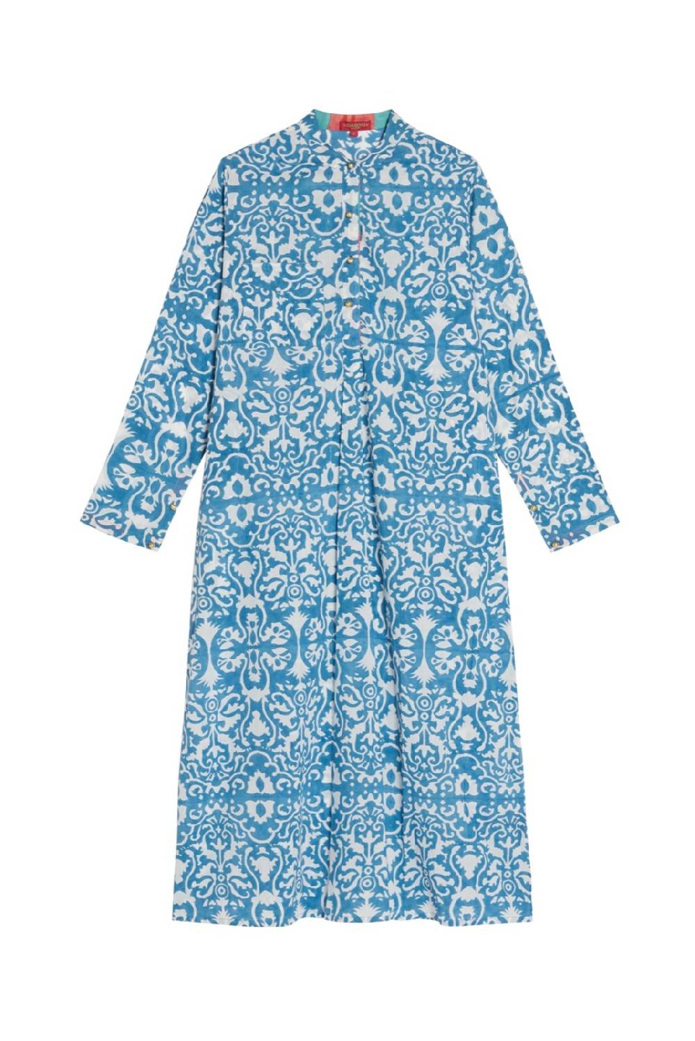 Lisa Corti kurta lunga damask design white blue 2025