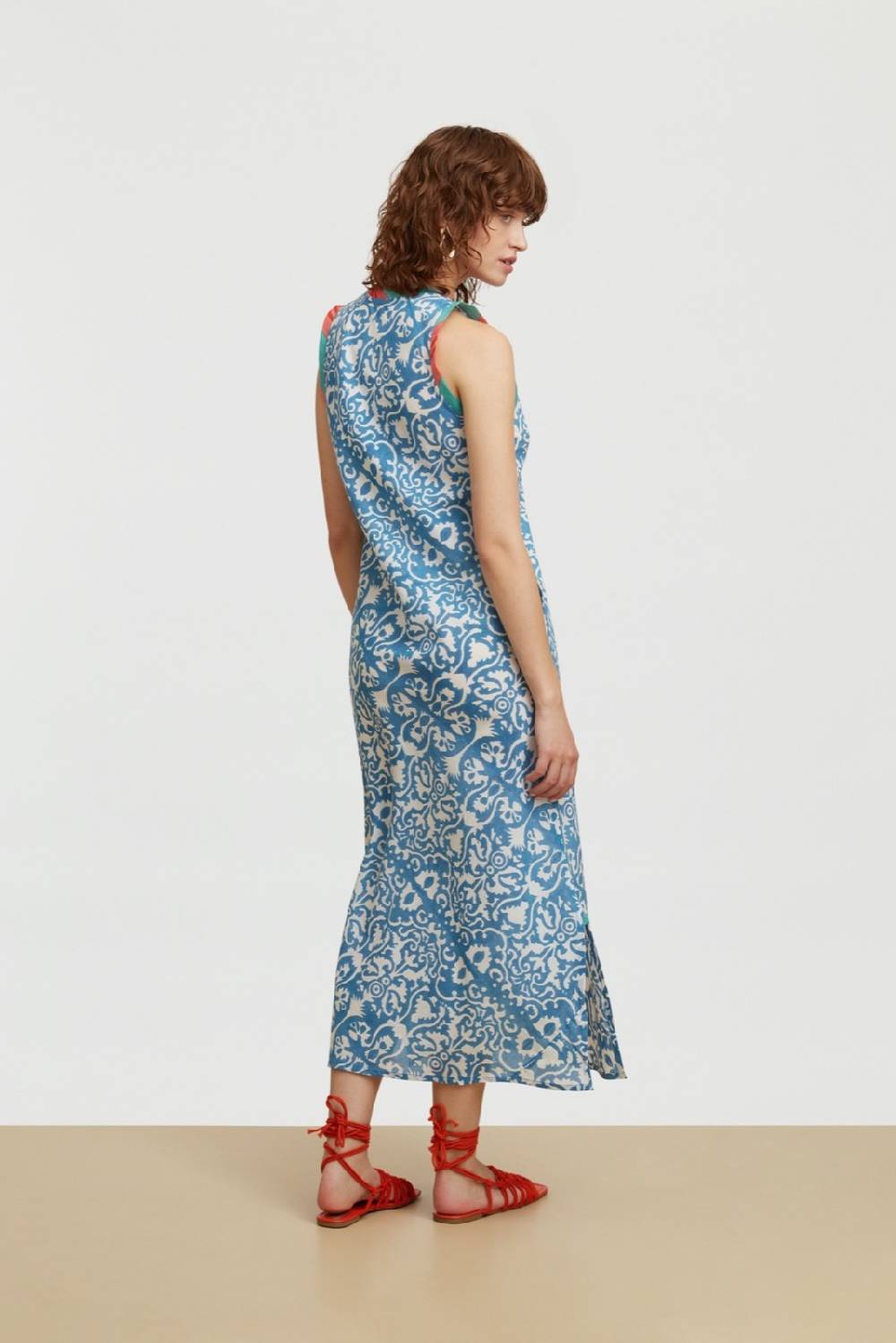 Lisa Corti abito cheack damask design white blue Italia