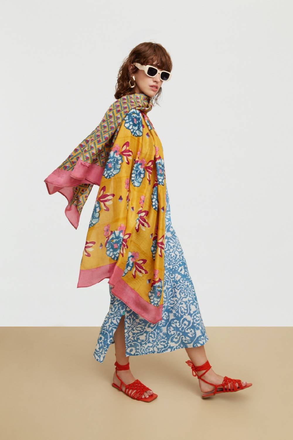 Lisa Corti abito cheack damask design white blue Italia