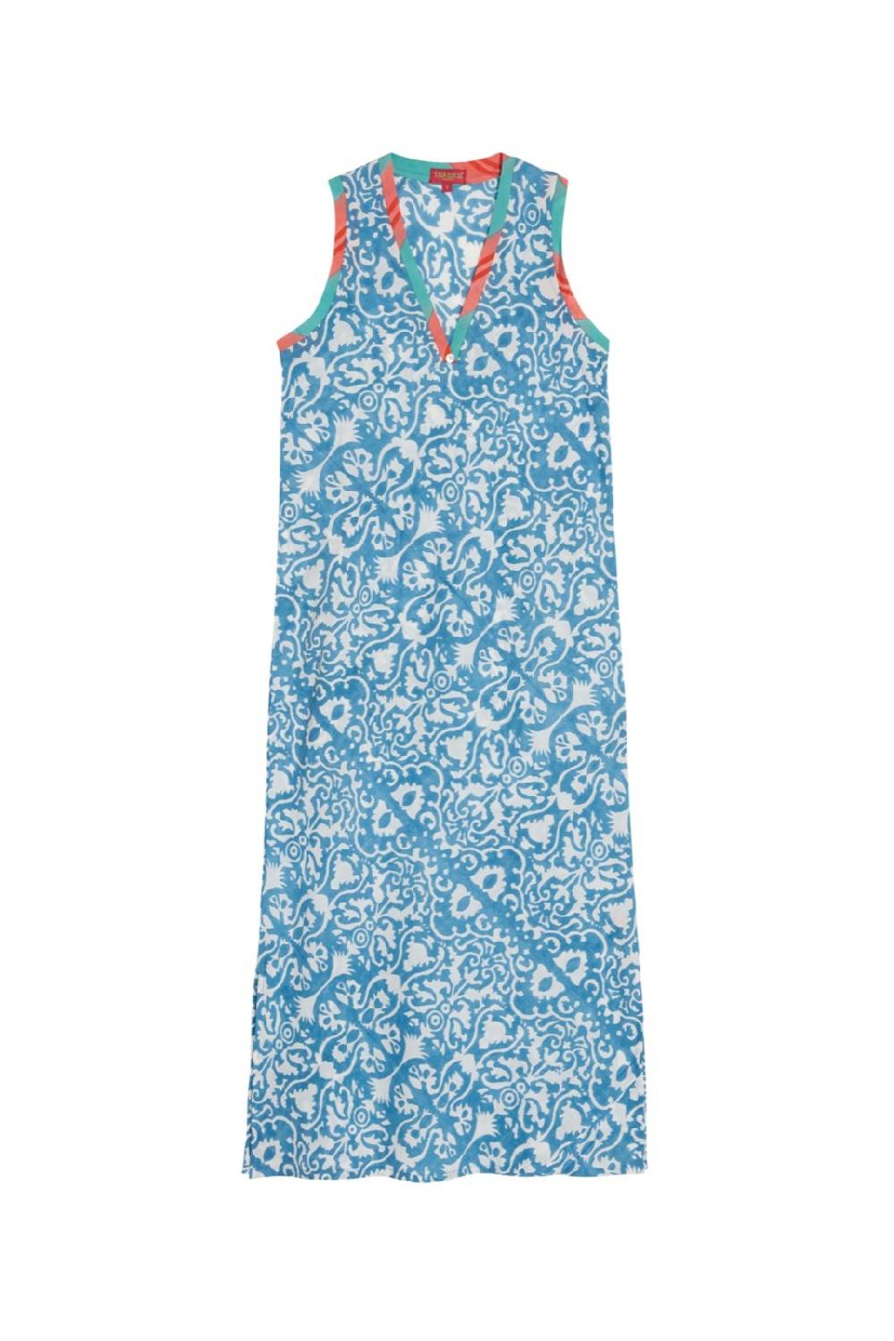 Lisa Corti abito cheack damask design white blue Italia