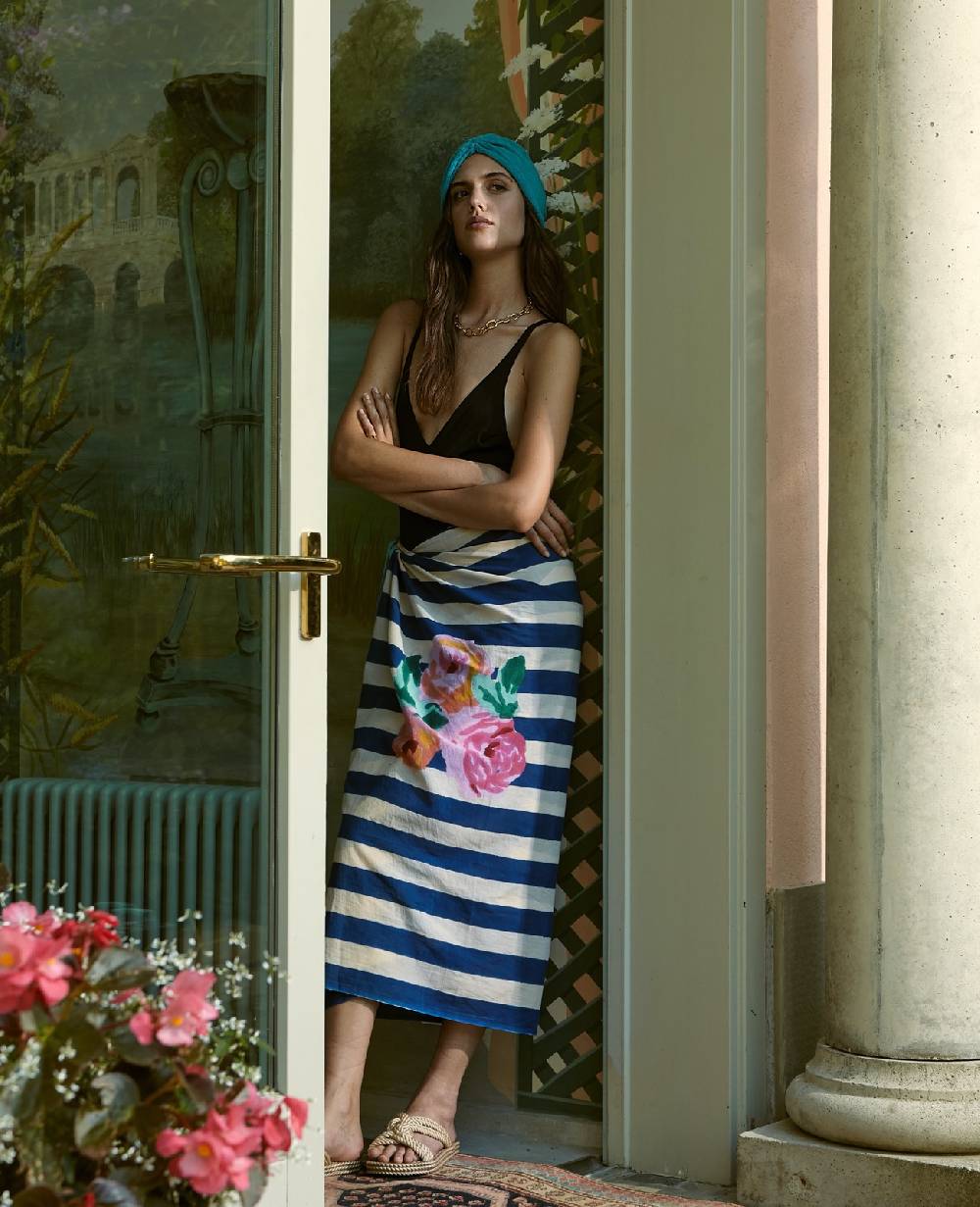 Lisa Corti pareo nizam stripes blue natural 2025