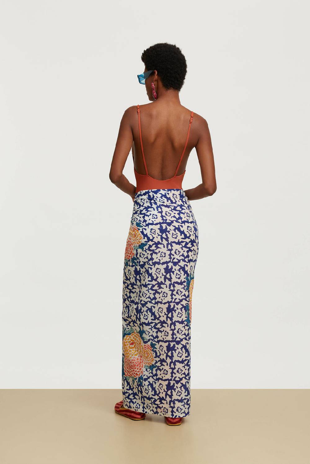 Lisa Corti pareo arabesque corolla blue natural Nuovo