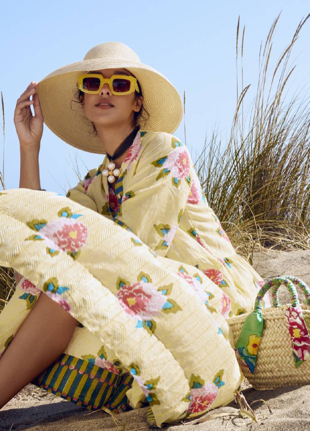Lisa Corti borsa mercato in paglia aqua -rebecca de ravenel x lisa corti Qualità Garantita