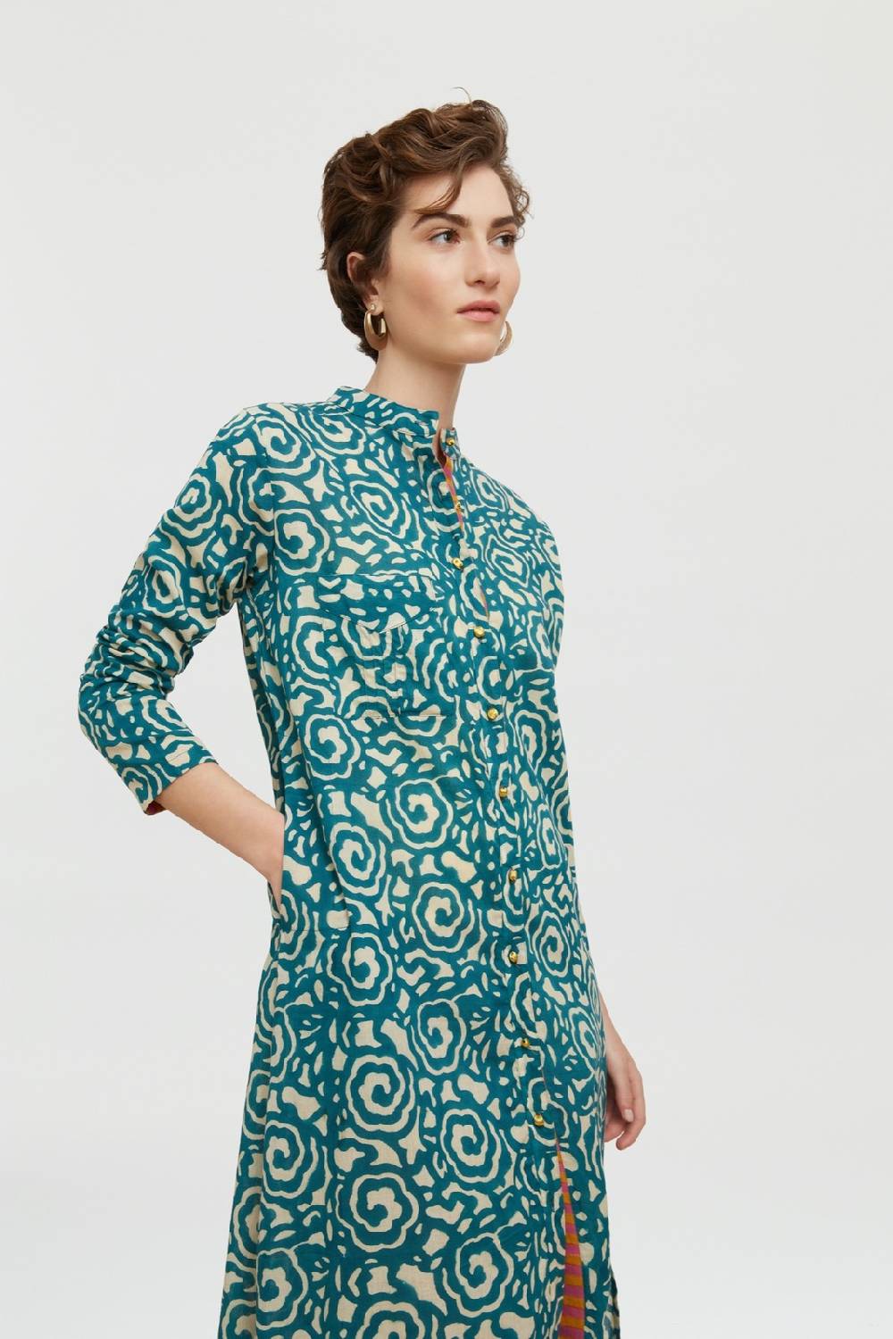 Lisa Corti kurta lunga aperta spiral peacock natural Negozi Online