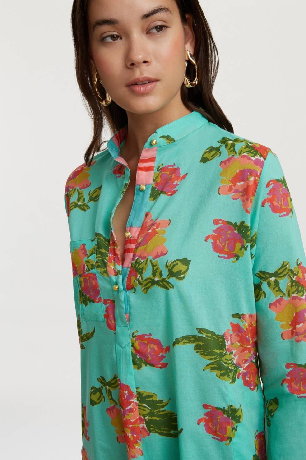 Lisa Corti kurta corta azhar flower aqua Consegna Veloce