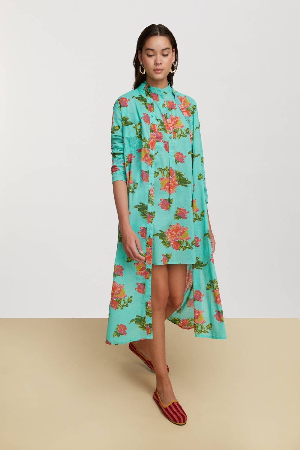 Lisa Corti kurta corta azhar flower aqua Consegna Veloce