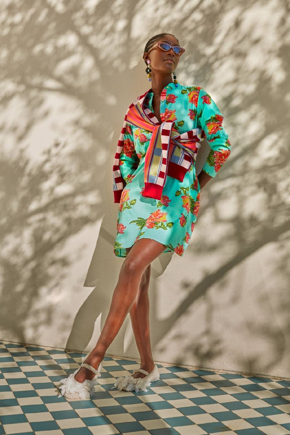 Lisa Corti kurta corta azhar flower aqua Consegna Veloce