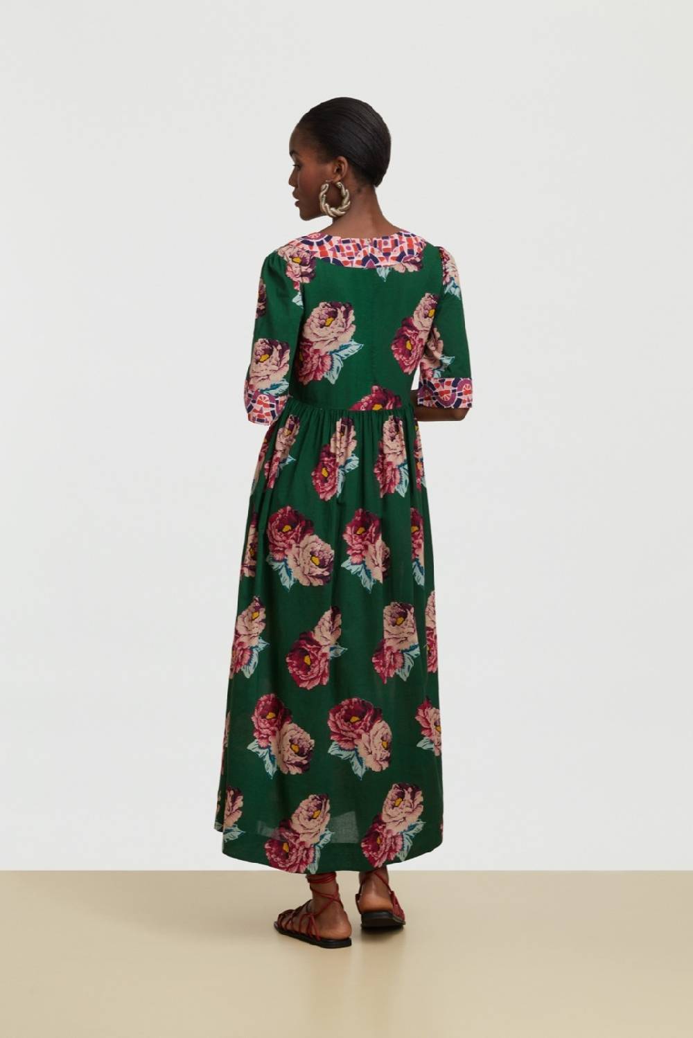 Lisa Corti abito gypsy folk rose green Sottocosto