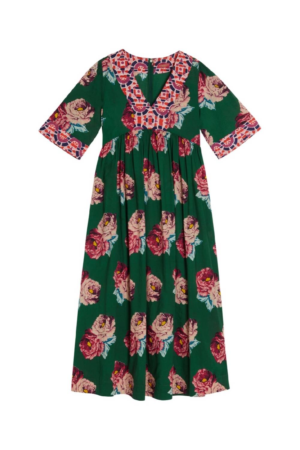 Lisa Corti abito gypsy folk rose green Sottocosto