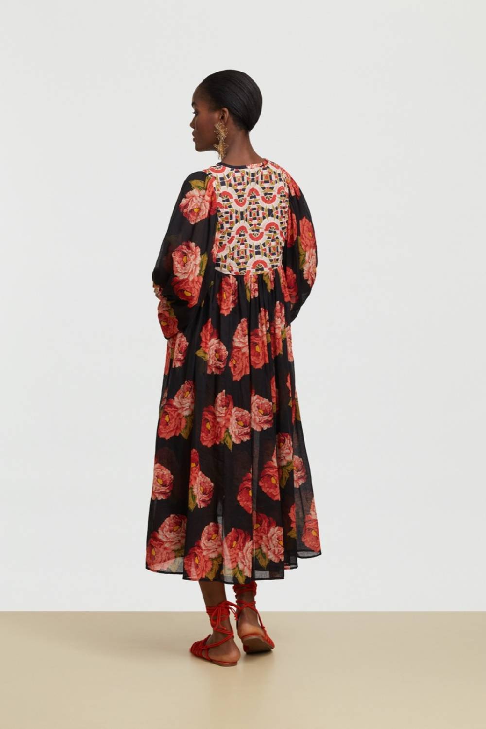 Lisa Corti abito ortensia folk rose black Outlet