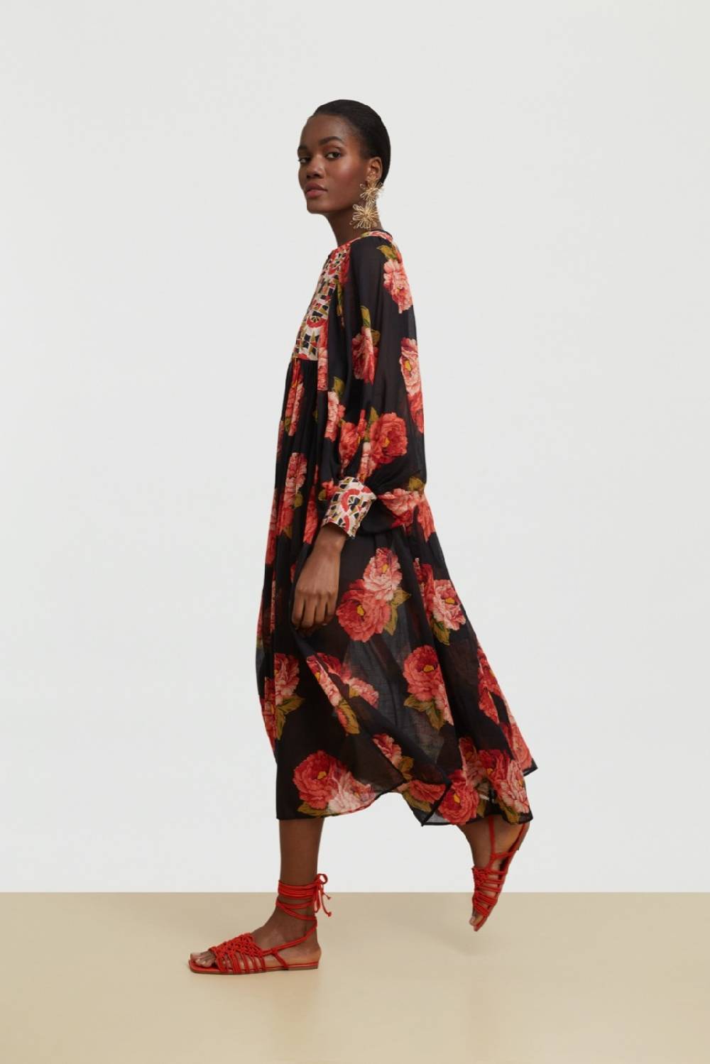Lisa Corti abito ortensia folk rose black Outlet