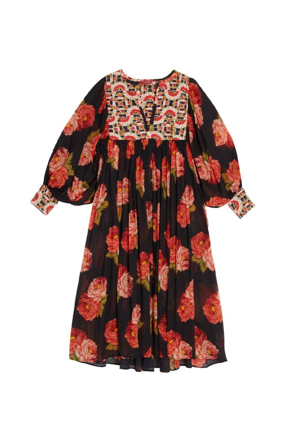 Lisa Corti abito ortensia folk rose black Outlet