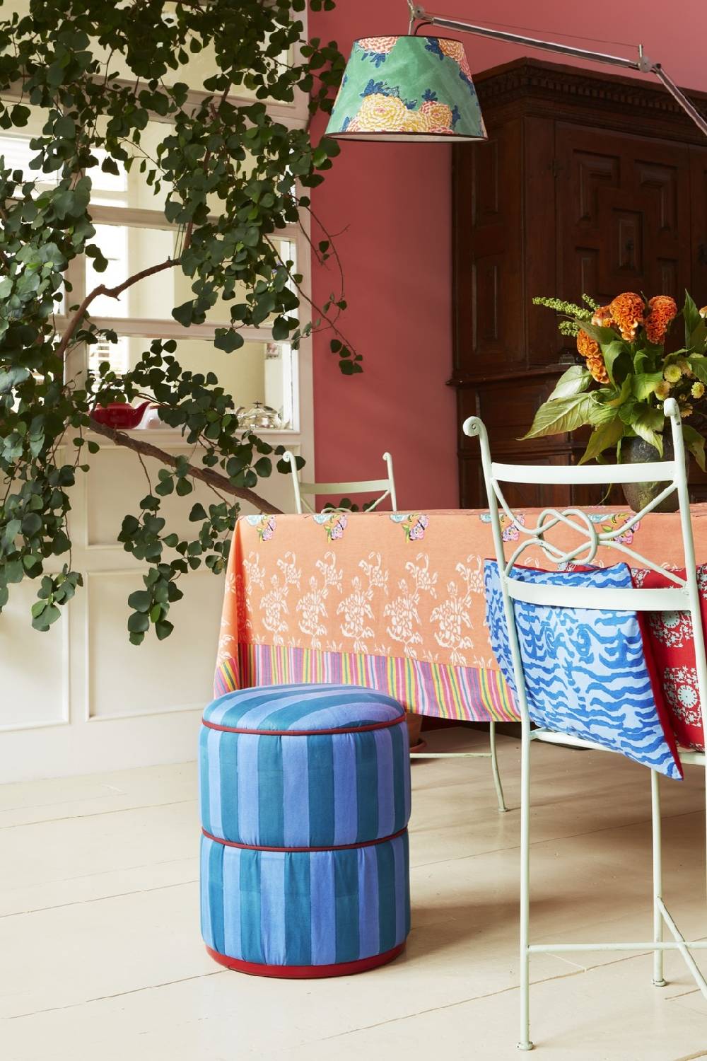 Lisa Corti pouf stripes ferozi sugar In Saldo