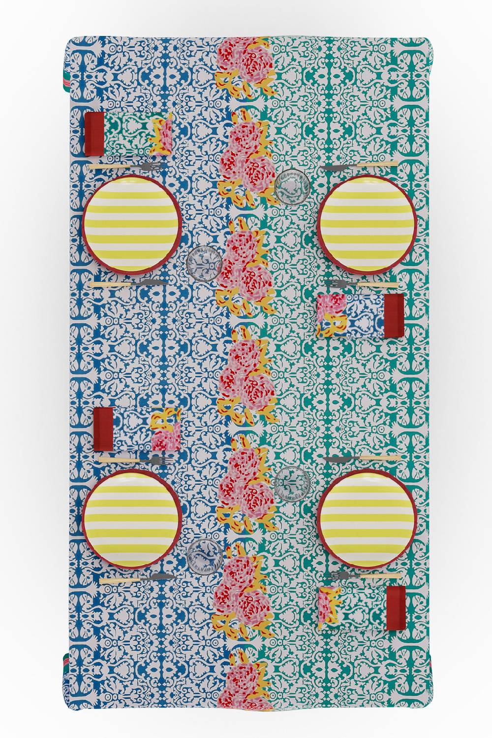 Lisa Corti telo cotone 140x240cm dam dam veronese blue Vendita