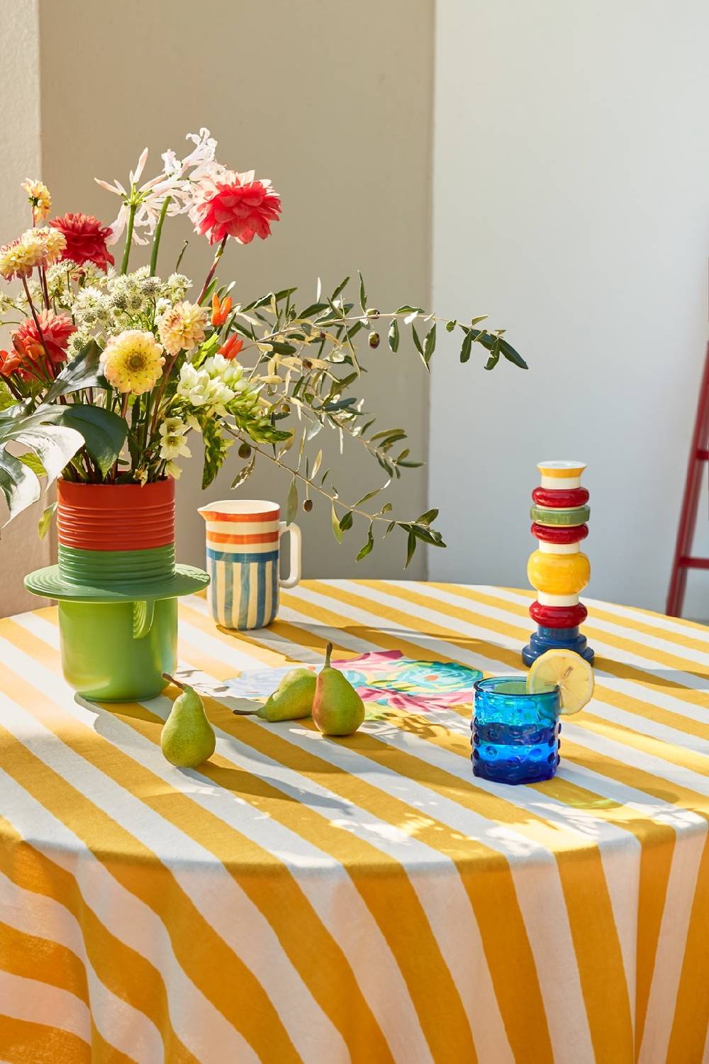 Lisa Corti telo cotone 140x240cm la veste x lisa corti nizam stripes sun yellow natural Promozione