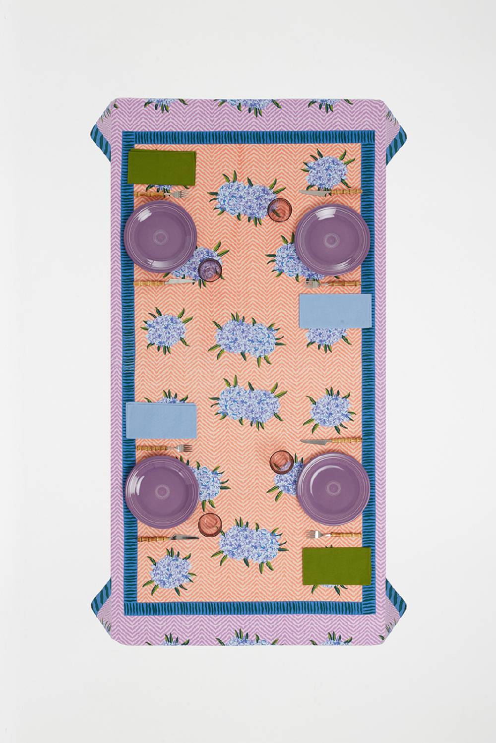 Lisa Corti telo cotone 140x240cm oleander lilac peach Spedizione Gratuita