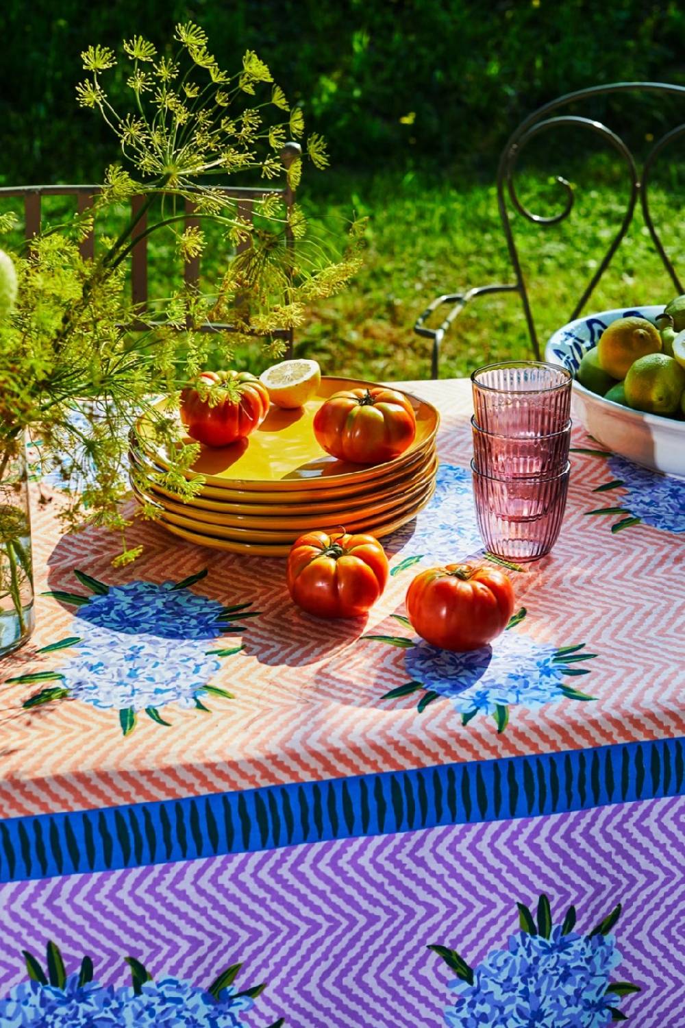 Lisa Corti telo cotone 140x240cm oleander lilac peach Spedizione Gratuita