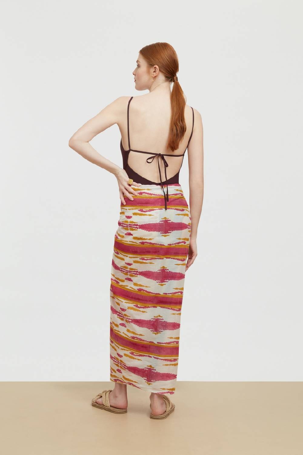 Lisa Corti pareo arabesque flame aubergine gold Vendita Economica